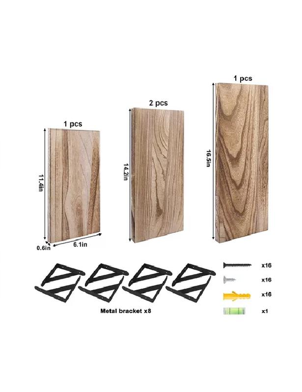 REPISAS FLOTANTES DE MADERA MULTIPROPÓSITO KIT 4 CAFÉ - 2