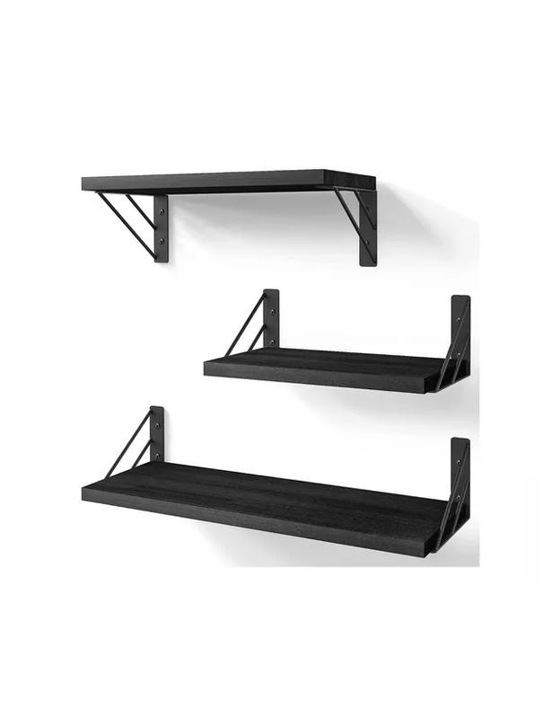 REPISAS FLOTANTES DE MADERA MULTIPROPÓSITO KIT 3 NEGRO - 2