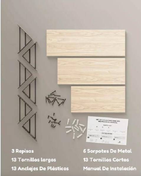 REPISAS FLOTANTES DE MADERA MULTIPROPÓSITO KIT 3 BLANCO ESPECIAL - 6