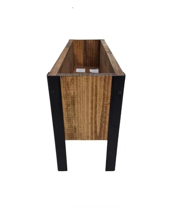 MACETERO DE MADERA 60CM COLOR ROBLE CON PATAS DE FIERRO - 2