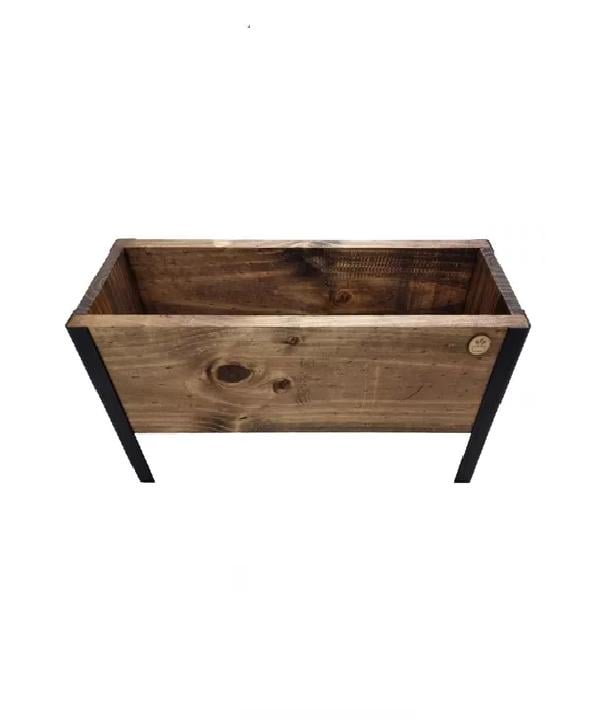 MACETERO DE MADERA 60CM COLOR ROBLE CON PATAS DE FIERRO - 5