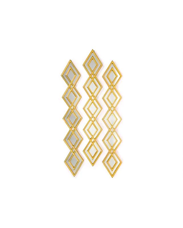 ESPEJO DECORATIVO DORADO DISEÑO ROMBO 87X35CM - 2