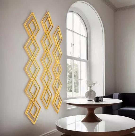 ESPEJO DECORATIVO DORADO DISEÑO ROMBO 87X35CM - 4