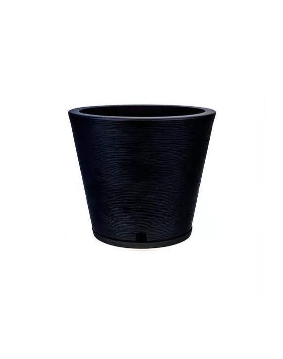 MACETA PLÁSTICO ROTOMOLDEADA CON PLATO 34 X 35CM NEGRO - 1