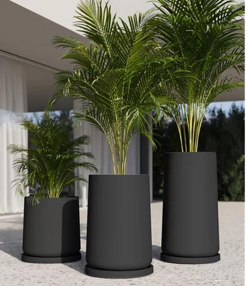 MACETERO GRANDE PLÁSTICO AMALFI MODELO GOTA N55 60L NEGRO - 2