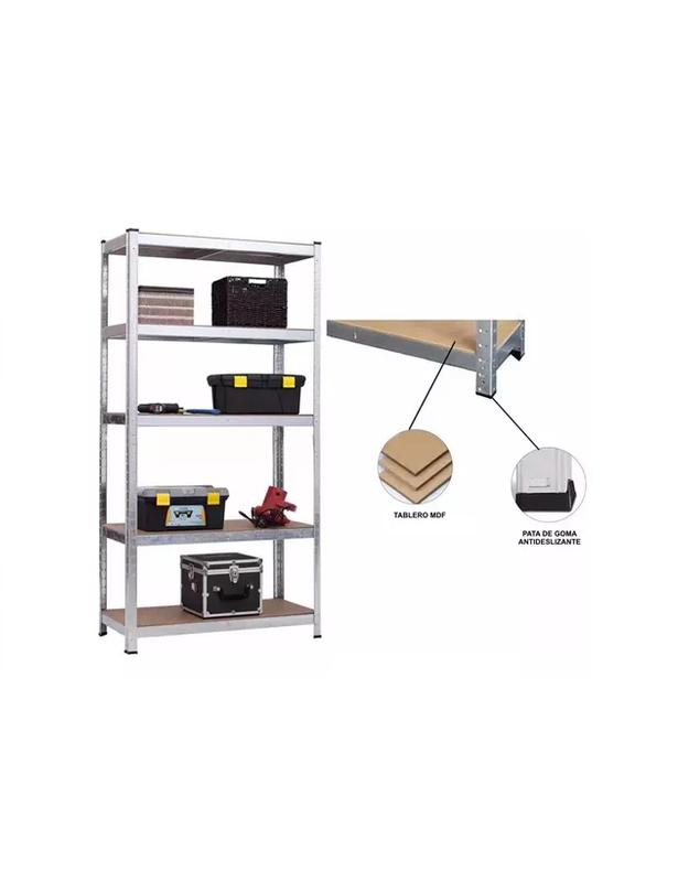 ESTANTE ACERO GALVANIZADO Y MDF 180X90X40CM MAX 875KG - 2