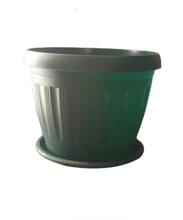 MACETERO REDONDO CON PLATO 30CM VERDE OSCURO - 2