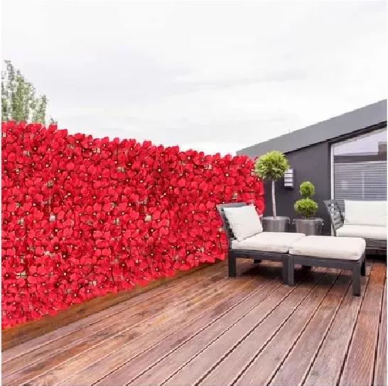 FLOR ARTIFICIAL DECORACIÓN PANEL PARED MURO 3M ROJO - 2