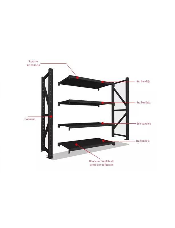 ESTANTE METÁLICO LARU RACKS 200X60X200CM 1200KG HEAVY DUTY - 2