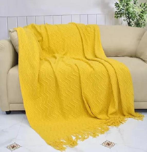 PIECERA DE CAMA MANTA SOFÁ GRUESO 500G COLOR AMARILLO - 2