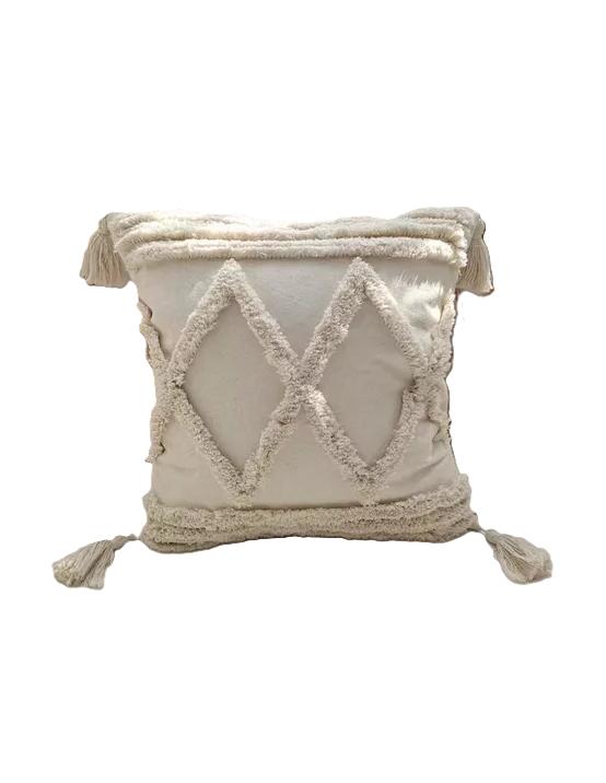 PIECERA DE CAMA DISEÑO BOHO 2P Y KING + FUNDAS DECORACIÓN BOHO COLOR CREMA - 1