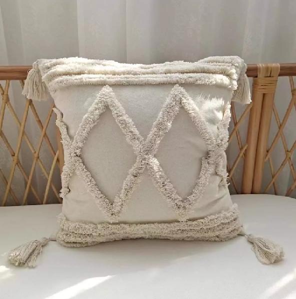PIECERA DE CAMA DISEÑO BOHO 2P Y KING + FUNDAS DECORACIÓN BOHO COLOR CREMA - 3