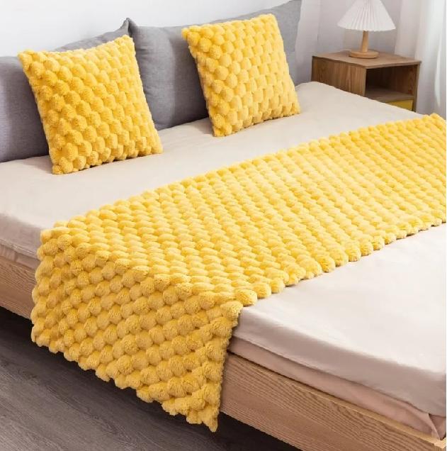 PIECERA 70X190 CM + 2 FUNDAS 45X45 CM PLUSH PELUDITA KING COLOR AMARILLO - 2