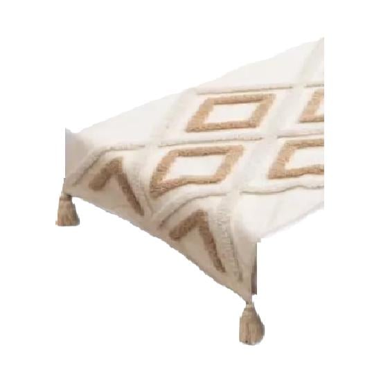 PIECERA PIE DE CAMA BOHO BORDADA CAMA KING Y 2 PLAZAS DISEÑO 5 COLOR BLANCO - 1