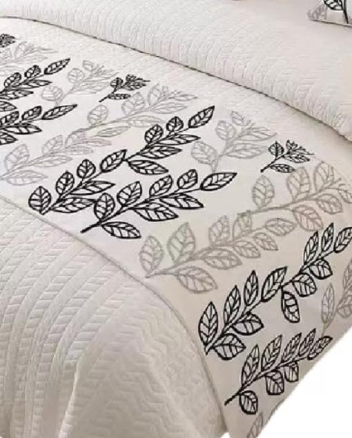 PIECERA BORDADA PARA CAMA SIN FUNDAS DE COJÍN DISEÑO 6 COLOR CREMA - 2