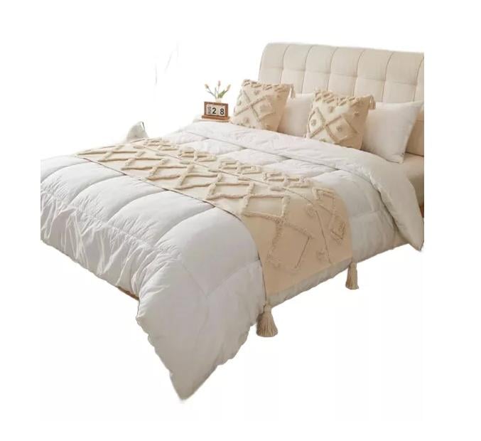 PIECERA DE CAMA DISEÑO BOHO 2P Y KING + FUNDAS DECORACIÓN BOHO CLÁSICO COLOR CREMA - 1