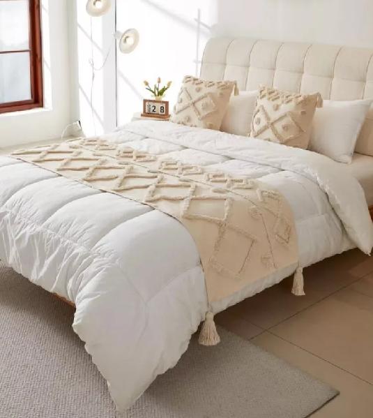 PIECERA DE CAMA DISEÑO BOHO 2P Y KING + FUNDAS DECORACIÓN BOHO CLÁSICO COLOR CREMA - 3