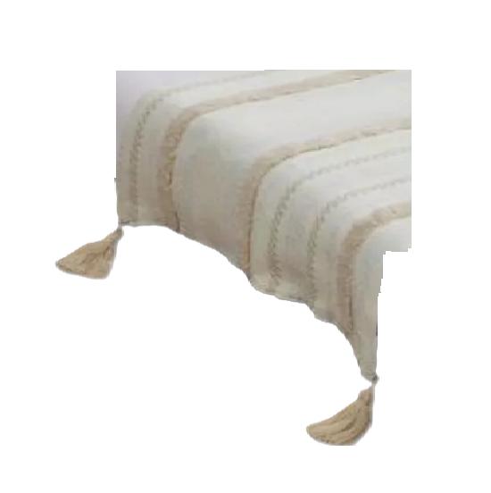 PIECERA PIE DE CAMA BOHO BORDADA CAMA KING Y 2 PLAZAS DISEÑO 6 COLOR BLANCO - 1
