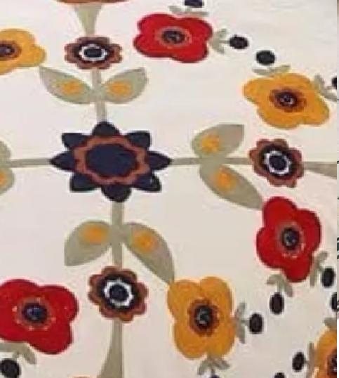 PIECERA BORDADA PARA CAMA SIN FUNDAS DE COJÍN DISEÑO 10 COLOR CREMA - 1