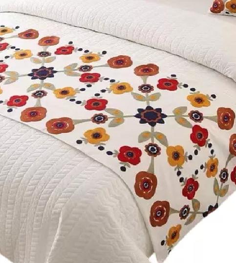 PIECERA BORDADA PARA CAMA SIN FUNDAS DE COJÍN DISEÑO 10 COLOR CREMA - 2