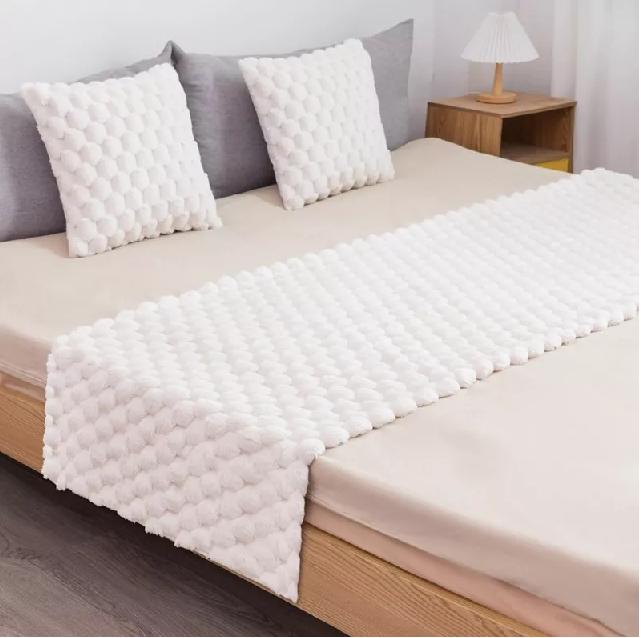 PIECERA 70X190 CM + 2 FUNDAS 45X45 CM PLUSH PELUDITA KING COLOR BLANCO - 2