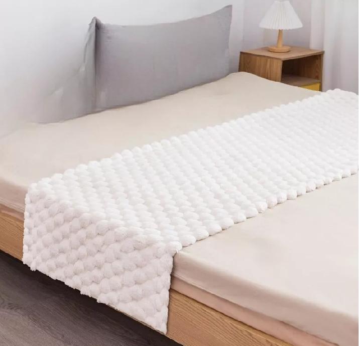 PIECERA PLUSH PELUDITA 2 PLAZAS O KING 70X190 CM COLOR BLANCO - 2