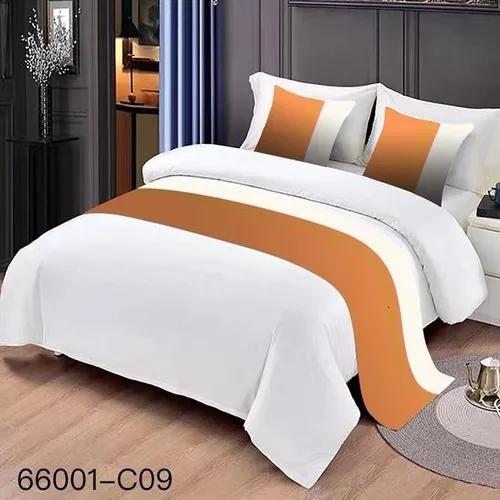 PIECERAS PARA CAMA DECORATIVA 60X200 CM + 2 FUNDAS 45X45 DISEÑO 8 COLOR NARANJA - 2