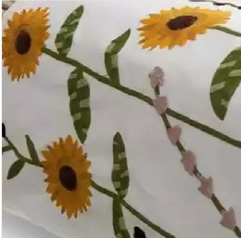 PIECERA BORDADA + 2 FUNDAS DE COJÍN DISEÑO FLORAL 7 COLOR BLANCO - 1