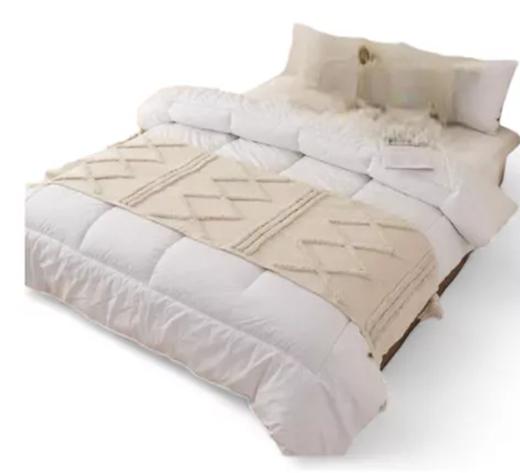 PIECERA PIE DE CAMA BOHO BORDADA CAMA KING Y 2 PLAZAS DISEÑO 4 COLOR BLANCO - 2