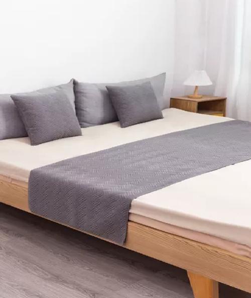 PIECERA DE CAMA TERCIOPELO PLUSH KING + 2 FUNDAS 70X210 CM COLOR GRIS CLARO - 2