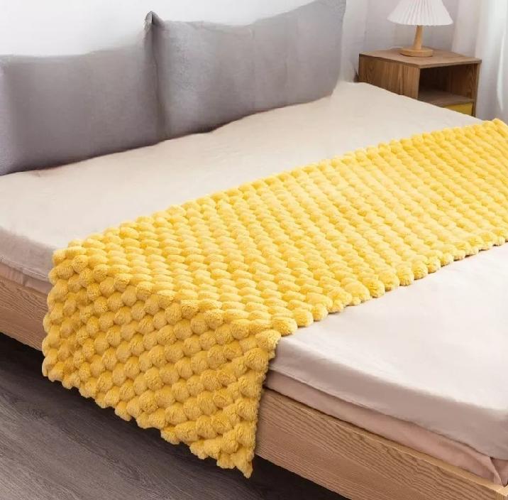PIECERA PLUSH PELUDITA 2 PLAZAS O KING 70X190 CM COLOR AMARILLO - 2