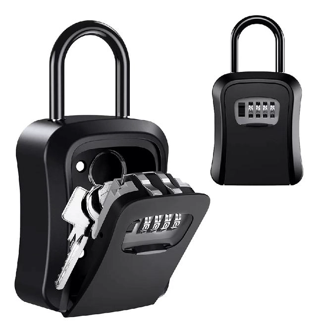 CAJA SEGURIDAD PORTA LLAVE CANDADO CLAVE EN COLOR NEGRO - 3