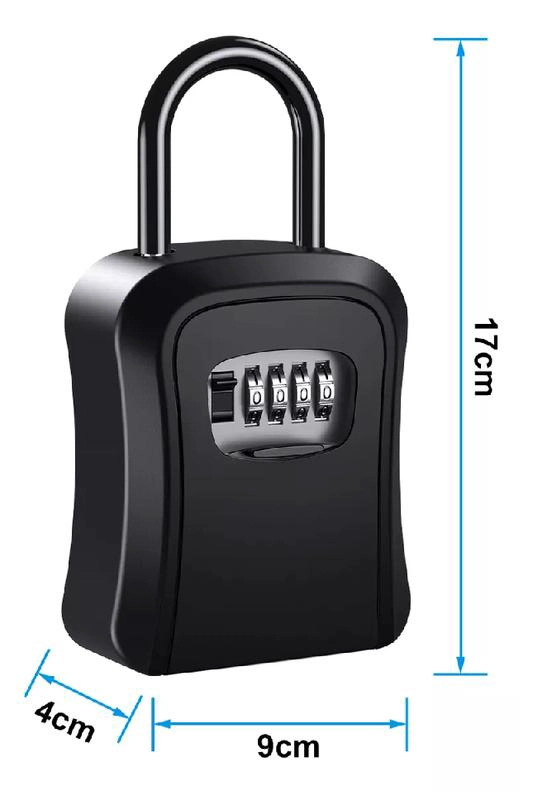 CAJA SEGURIDAD PORTA LLAVE CANDADO CLAVE EN COLOR NEGRO - 4