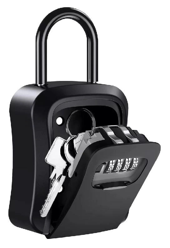 CAJA SEGURIDAD PORTA LLAVE CANDADO CLAVE EN COLOR NEGRO - 7