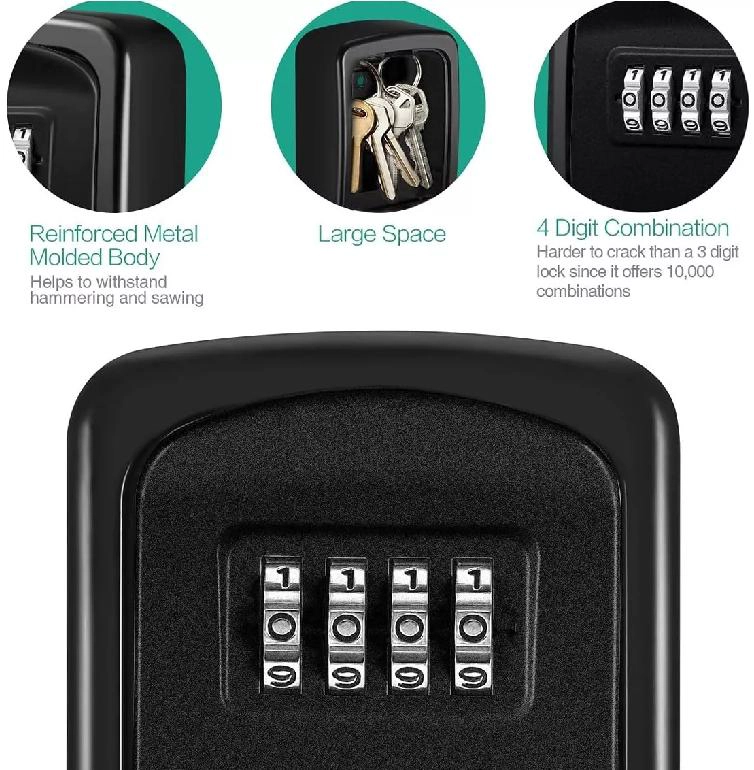 CAJA SEGURIDAD PARA LLAVES CON CLAVE EN COLOR NEGRO - 3
