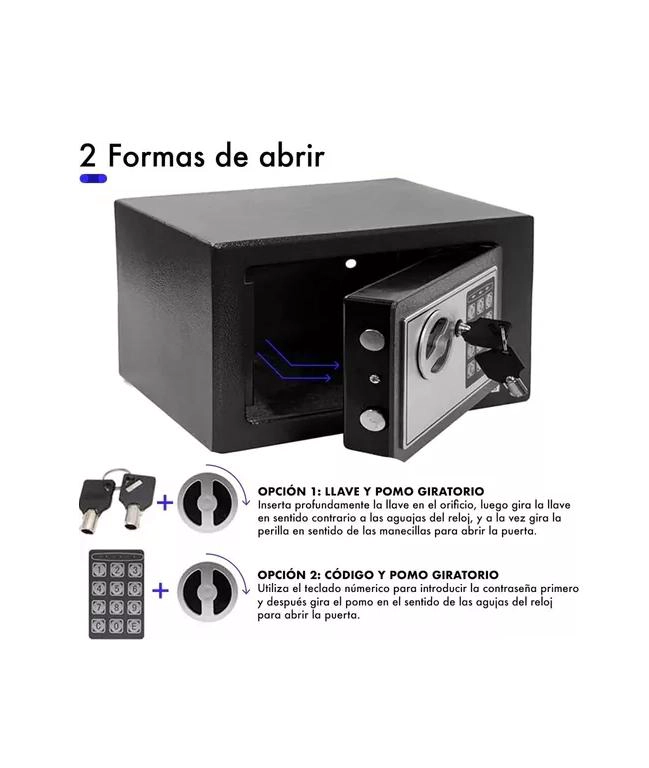 CAJA FUERTE SEGURIDAD ELECTRÓNICA/COMBINACIÓN EN COLOR NEGRO - 5