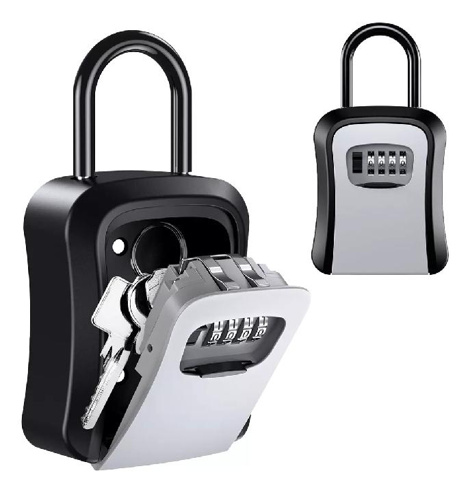 CAJA SEGURIDAD PORTA LLAVE CANDADO CLAVE COLOR GRIS - 2