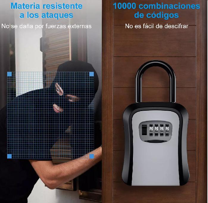 CAJA SEGURIDAD PORTA LLAVE CANDADO CLAVE COLOR GRIS - 7