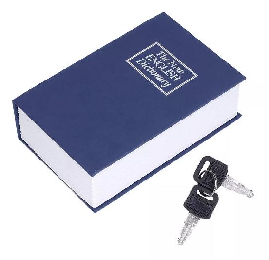 CAJA FUERTE SIMULADA LIBRO COFRE SEGURIDAD COLOR AZUL - 2