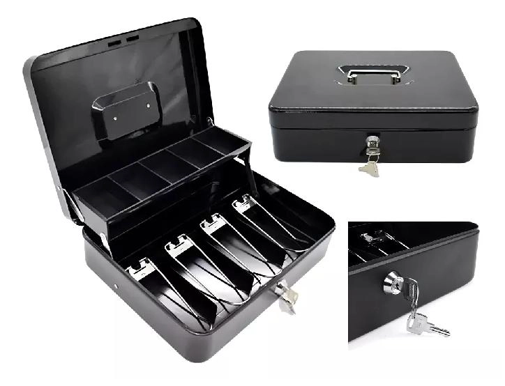 CAJA ORGANIZADORA DE DINERO EN COLOR NEGRO CON LLAVE DE SEGURIDAD ... - 2