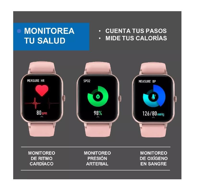 RELOJ INTELIGENTE SMARTWATCH DEPORTIVO COLOR ROSADO - 5
