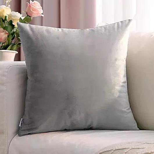 FUNDA PARA COJÍN VELVET TERCIOPELO LISO EN VARIEDAD DE COLORES - GRIS - 2