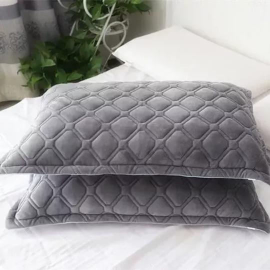 FUNDAS DE ALMOHADAS CON DISEÑO GAMUZA 50X75 CM COLOR GRIS - 2