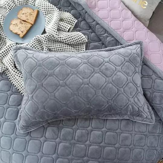 FUNDAS DE ALMOHADAS CON DISEÑO GAMUZA 50X75 CM COLOR GRIS - 3