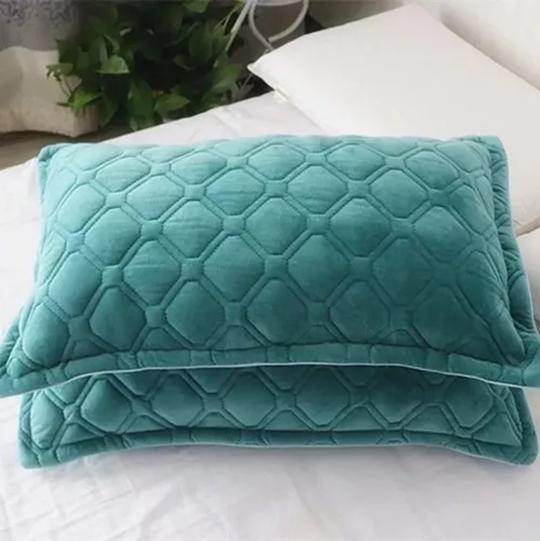 FUNDAS DE ALMOHADAS CON DISEÑO GAMUZA 50X75 CM COLOR TURQUESA - 2