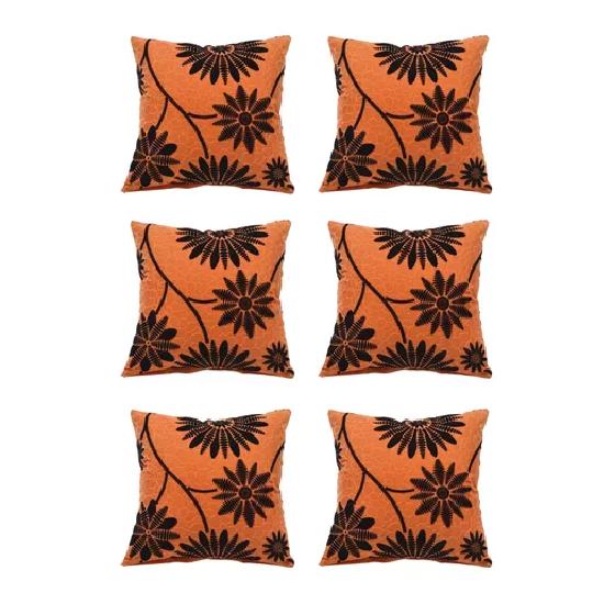 FUNDAS DE COJÍN CON DISEÑOS Y COLORES 43X43 CM - GIRASOL NARANJA - 5
