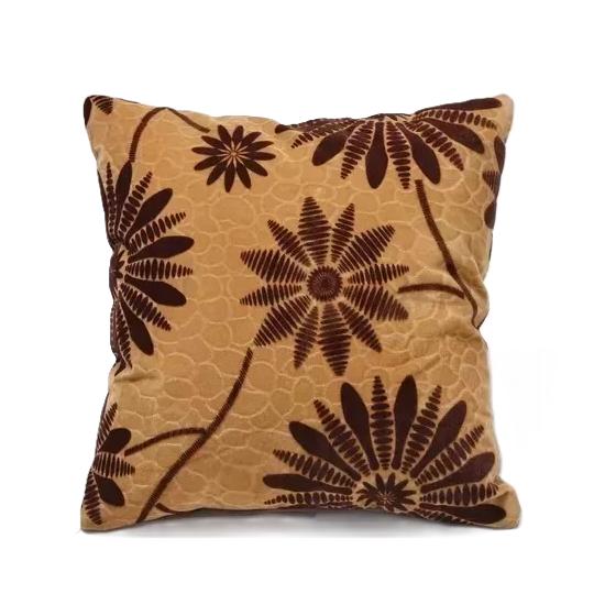 FUNDAS DE COJÍN CON DISEÑOS Y COLORES 43X43 CM - GIRASOL CAFÉ - 1