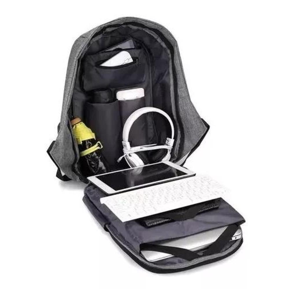 MOCHILA ANTIRROBO CON SEGURIDAD AJUSTABLE ACOLCHADA NEGRA - 5