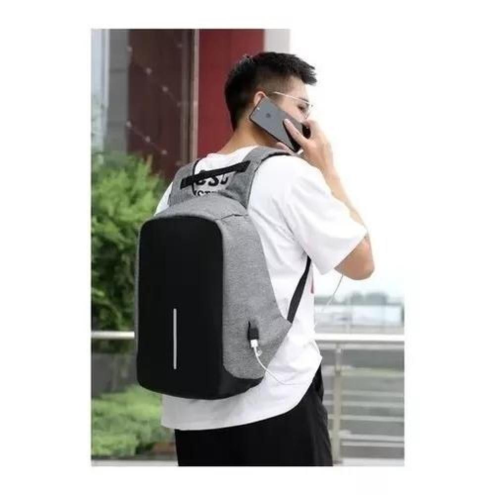 MOCHILA ANTIRROBO CON SEGURIDAD AJUSTABLE ACOLCHADA NEGRA - 6