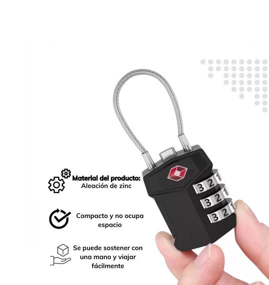 CANDADO DE SEGURIDAD CON CABLE DE ACERO Y CLAVE DE 3 DÍGI... - 2